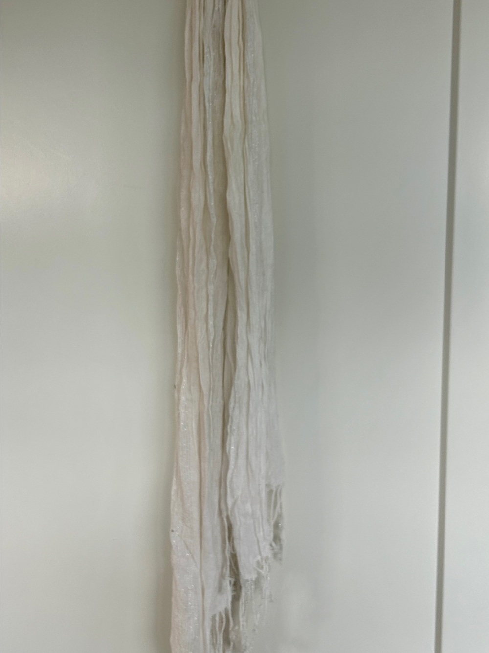Ivory Cream Shimmer Lightweight Fringe Scarf